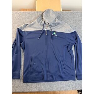 CBUK Cutter & Buck Mens XL Golf Jacket Blue Grey Hoodie Pumpkin Ridge Full Zip